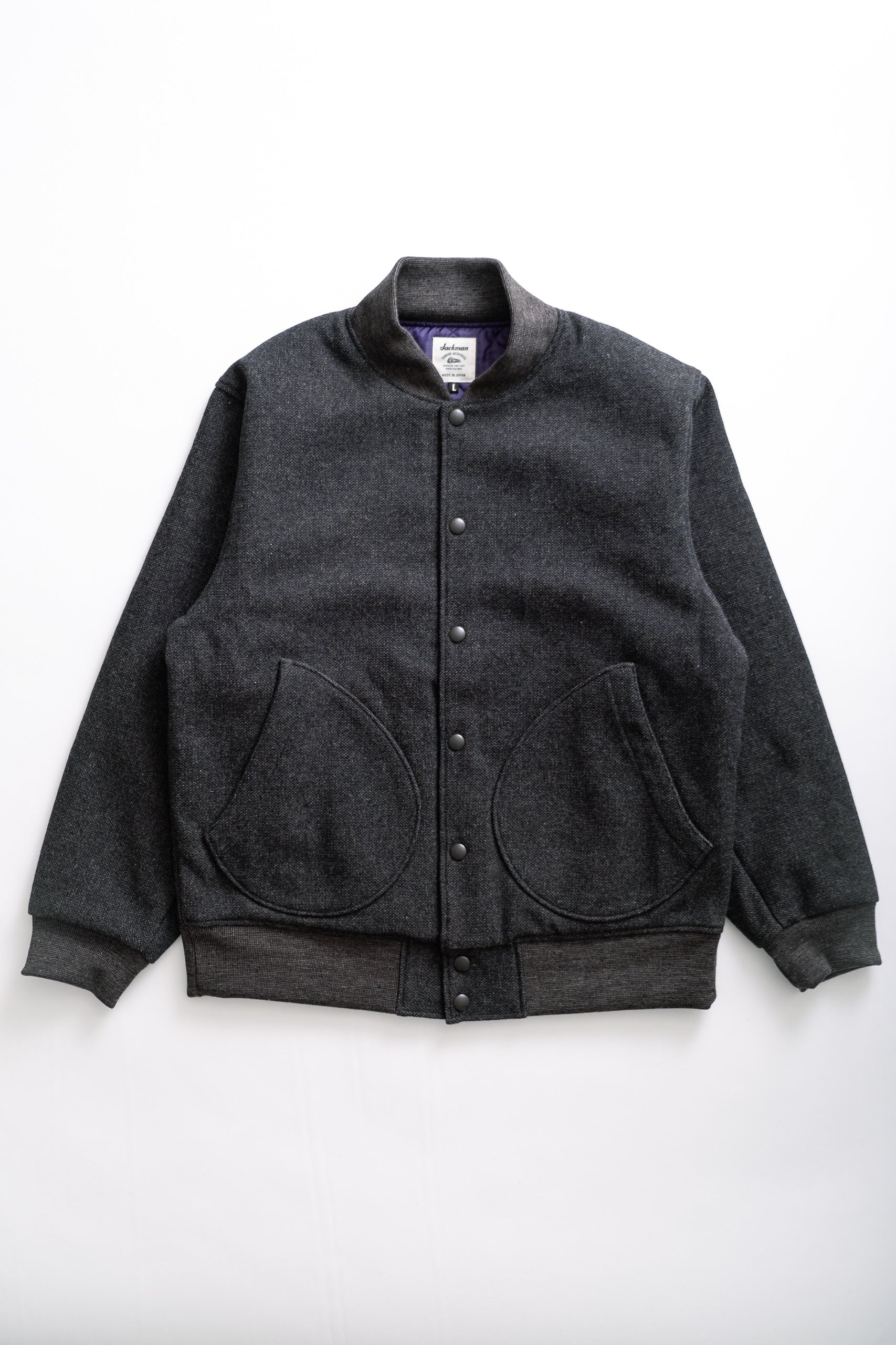 MELTON AWARD JACKET - BLACK MIX