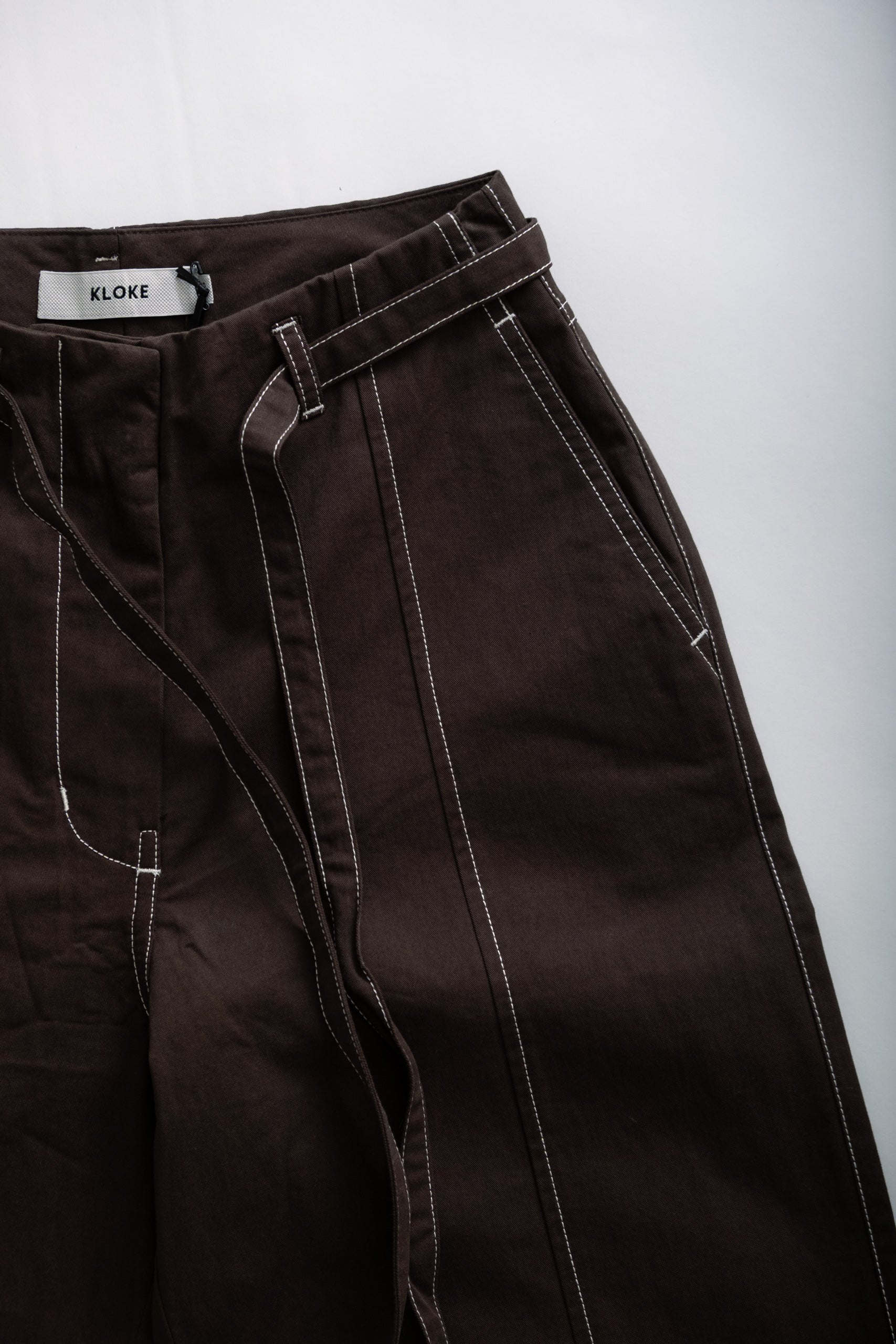 FOUND TIE FRONT PANT - BROWN