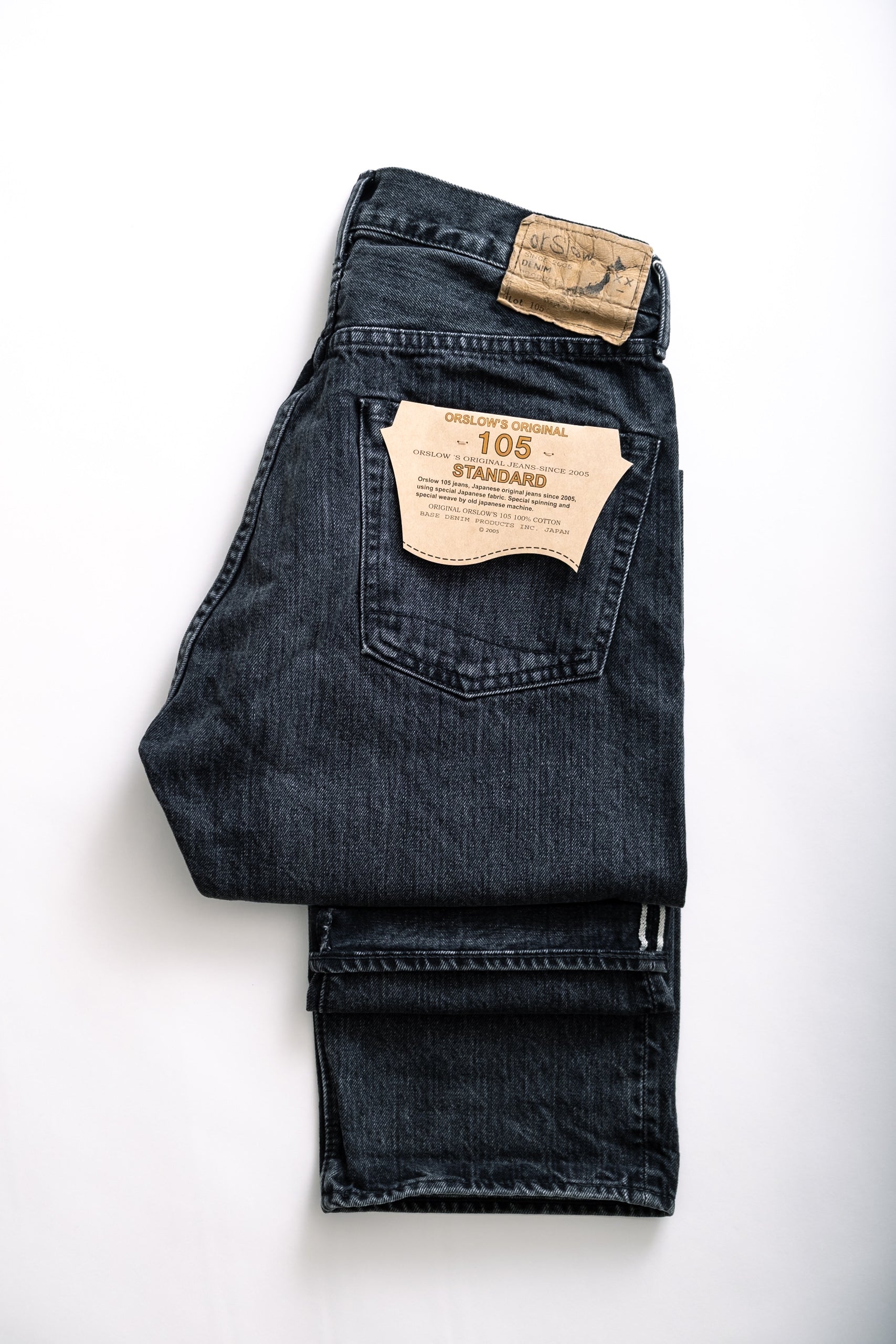 105 STANDARD SELVEDGE BLACK DENIM STONE