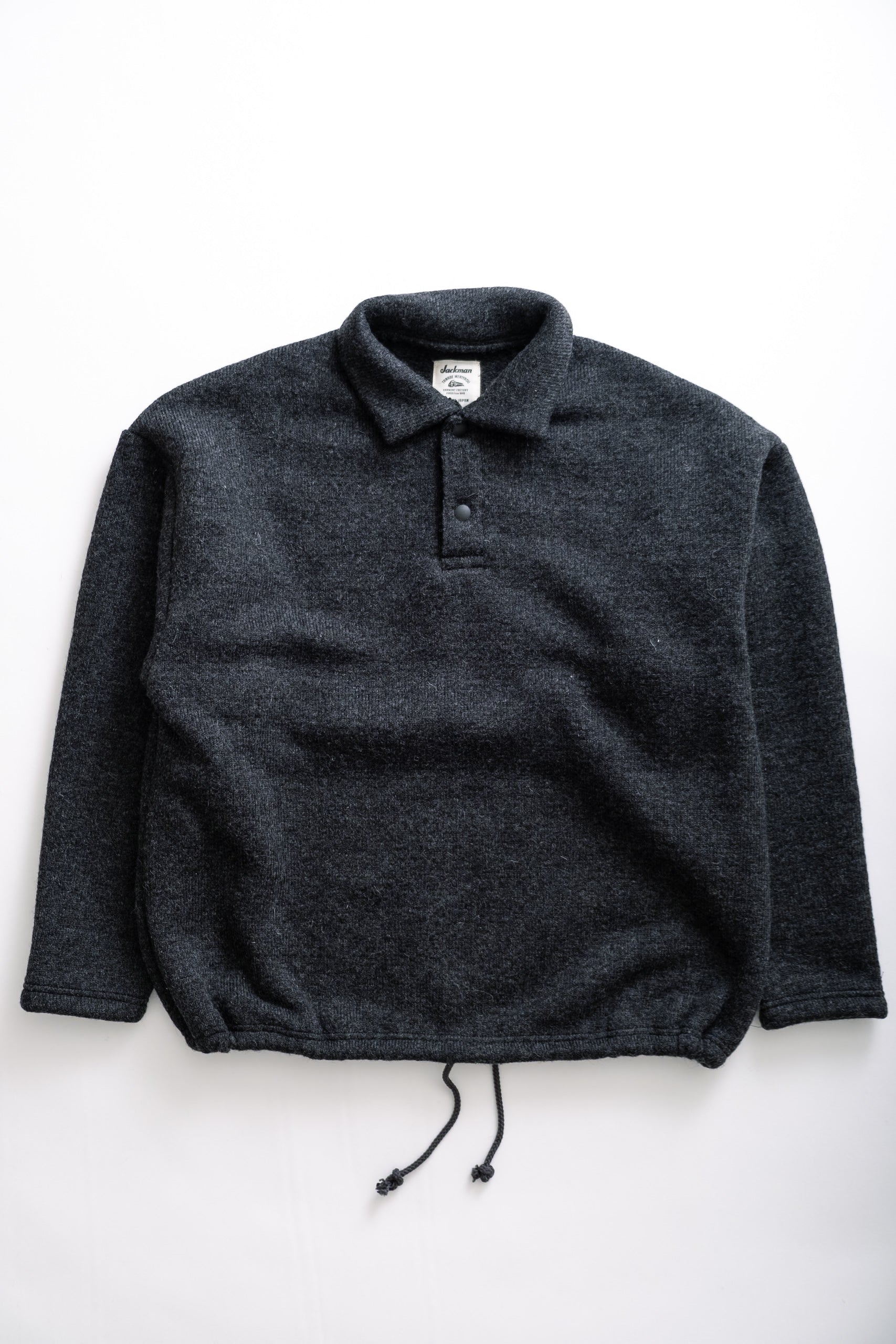 WOOL HIMO POLO - HEATHER BLACK